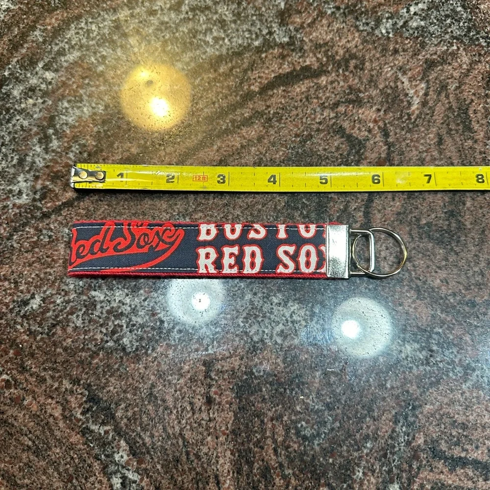 Handmade Boston Red Sox wristlet key fob keychain